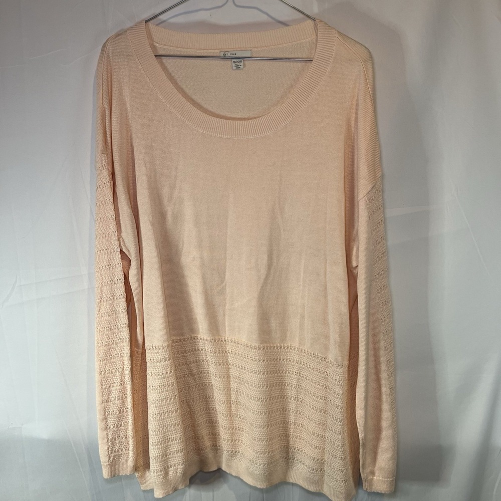 Cato Est 1946 Womens 18W 20W Peach Round Neck Long Sleeves Pullover Sweater